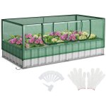 Costway - mini serre de jardin et lit de jardin sur�lev� 174x90x71cm, jardini�re avec porte enroulable ...