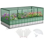Mini serre lit de jardin sur�lev� en acier galvanis�, parterre sur�lev� 2 en 1 avec housse en pe, 8 �tiquettes ...