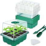 Mini serre pour plantes, 10 pi�ces 120 cellules int�rieure plateau semis avec couvercles rehauss�s, bac ...