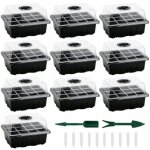 Mini serre pour semis, lot de 10 mini serres pour plantes 120 cellules, plateau de semis avec plateau ...