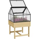 Mini serre sur pied double toit ouvrable acier sapin autoclave polycarbonate