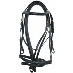 Mini mini shetland, marron fonc�: bridon en cuir anglais avec r�nes en caoutchouc