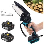 Mini tron�onneuse �lectrique sans fil de 4 pouces, scie � bois, scie � une main, coupe - bois nu + 2 ...