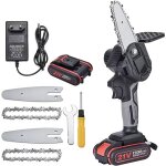 Mini tron�onneuse sans fil 4 pouces 21 v puissante 6 m / s 1 batterie 2 cha�nes 2 guides