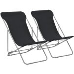Minkurow - chaises de plage pliables 2 pcs acier et tissu oxford noir