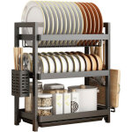 Minkurow ? �gouttoir � vaisselle 3 niveaux ? grande capacit� ? fil de fer antirouille ? design chrom� ...