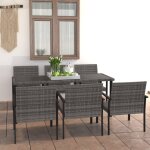 Minkurow ? ensemble table et chaise de jardin 7 pcs ? r�sine tress�e gris ? coussins amovibles ? table ...