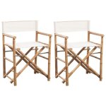 Minkurow - fimei chaise pliable 2 pcs bambou et toile Minkurow - fimei chaise pliable 2 pcs bambou et toile
