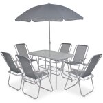 Minkurow - mobilier � d�ner d'ext�rieur 8 pcs acier et textil�ne gris vidaxl