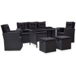 Minkurow - salon de jardin 6 pcs avec coussins r�sine tress�e noir