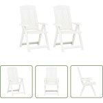 Minkurow - the living store chaises inclinables de jardin lot de 2 plastique blanc - chaise de jardin ...