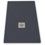 Mirlo - receveur de douche 100 x 110 cm extra plat pure en rsine surface ardoise anthracite grille ...