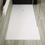 Mirlo - receveur de douche 70 x 100 cm extra plat pure en r�sine surface ardois�e blanc grille blanche ...