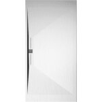 Mirlo - receveur de douche 90x100 cm extra plat edis en r�sine surface ardois�e blanc grille inox