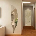 Miroir acrylique 3d - d�coration murale - en forme de plume - d�coration murale autocollante , 73�18cm, ...