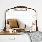 Shyfoy - grand miroir mural vintage arqué - or vintage - 9065cm - cadre en métal de style baroque Shyfoy - grand miroir mural vintage arqué - or vintage - 9065cm - cadre en métal de style baroque