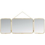 Signature - miroir de barbier triptyque en laiton dorée - l114 x h40cm Signature - miroir de barbier triptyque en laiton dorée - l114 x h40cm