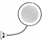 Miroir cosmtique avec col de cygne, 17 cm, grossissement 10x, clair par led, avec ventouse puissante, ...