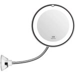 Miroir cosm�tique grossissant 10x �clair� par led - rotation � 360� - avec ventouse - lablanc