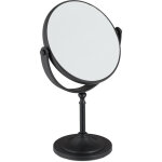Miroir cosmtique grossissant 2x, sur pied, deux faces, pivotant  360, rond, hxlxp 27, 5 x 18 x 10, ...