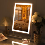 Miroir de courtoisie �clair� par led, 30 cm x 41 cm, miroir de courtoisie r�glable en 3 couleurs, miroir ...