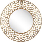 Beliani - miroir mural doré en acier ø 80 cm ovale à suspension à crochets art style classique pour salon ... Beliani - miroir mural doré en acier ø 80 cm ovale à suspension à crochets art style classique pour salon ...