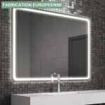 Miroir �clairage led de salle de bain veldi avec interrupteur tactile - 120x80cm