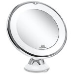 Miroir grossissant 10x lumineux led avec forte ventouse, batterie - miroir maquillage avec lumi�re natur ...
