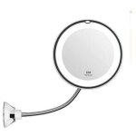 Miroir grossissant flexible avec lumi�re led grossissement 10x, forte ventouse, �clairage miroir de vanit�, ...