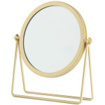 Miroir grossissant sur pied, or