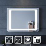 Sirhona miroir lumineux de salle de bain, miroir led mural avec capteur infrarouge, fonction anti - bue, ...