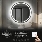 Foram - miroir led lumineux 90 cm nova - rond de salle de bain mural avec clairage blanc froid 7000k ...