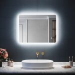 Sirhona miroir led salle de bain 80x60cm miroir lumineux salle de bain avec eclairage intgr anti - ...