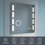 Excellence - miroir lumineux 70x80 cm - antibuée, loupe et horloge Excellence - miroir lumineux 70x80 cm - antibuée, loupe et horloge