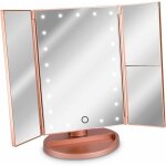 Miroir lumineux led 3 faces � poser - miroir maquillage triptyque pliable sur pied avec effet grossissant ...