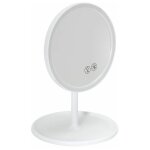 Paris prix - miroir lumineux led sans fil 'enceinte' 26cm blanc