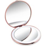 Miroir lumineux de poche, grossissant 1x / 10x ? led miroir � main de maquillage avec �clairage naturel, ...
