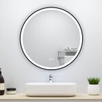 Acezanble - miroir lumineux rond 60x60cm avec anti - bu�e + 3 couleurs + dimmable, mural miroir salle ...