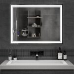 Miroir lumineux de salle de bain 8060cm avec clairage led tactile et fonction antibue loupe 5x detachable ...