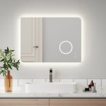 Miroir lumineux de salle de bain 80 x 60 cm led interrupteur tactile et loupe 3x anti bue lumire ip44 ...