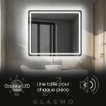 Miroir lumineux de salle de bain 80x80 cm siena - carr arrondi moderne miroir avec led illumination ...
