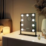 Miroir de maquillage hollywood miroir grossissant 7x avec ampoules led interrupteur tactile 3 couleurs ...