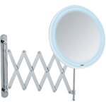 Miroir grossissant mural barona wenko bras t�lescopique, grossissant x5, lumi�res led, batterie ou pile, ...