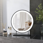 Miroir maquillage lumineux 40cm rond noir, miroir led coiffeuse 3 couleurs de lumi�re blanc chaud / blanc ...