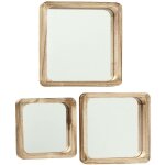 Wadiga - miroir mural en bois, carré mambo, lot de 3 Wadiga - miroir mural en bois, carré mambo, lot de 3