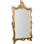 Biscottini - miroir mural  accrocher en bois finition feuille or oxyd vieilli aux dimensions l66xpr7xh118 ...