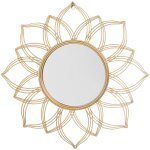 Beliani - miroir mural d�coratif de forme ronde avec cadre au motif floral en m�tal dor� pour salon et ...