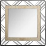 Miroir carr en mtal mdf joe - 45 x 45 cm avec cadre dcoratif noir