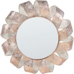 Beliani - miroir mural de forme ronde avec cadre motif oriental blanc et cuivr� pour salon hambre et ...