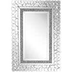 Beliani - miroir mural rectangulaire avec cadre dcoratif argent effer cristaux de verre 60 x 90 cm ...